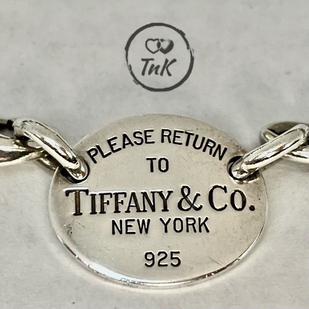 Tiffany & Co Return To Tiffany Oval Tag Choker Necklace- 925 Silver - 15.5" - Picture 6 of 16